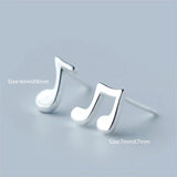 925 Sterling Silver Small Music Note Stud Earrings Gift For Women Girls