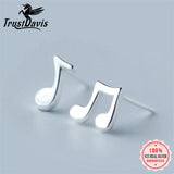 925 Sterling Silver Small Music Note Stud Earrings Gift For Women Girls