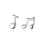 925 Sterling Silver Small Music Note Stud Earrings Gift For Women Girls