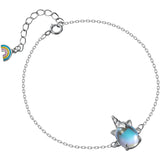 925 Sterling Silver Rainbow Unicorn Bracelet 16.5cm Gift for Girl Lady DA252