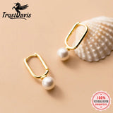 925 Silver Ellipse Synthesis Pearl Charm Earring