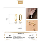 925 Silver Ellipse Synthesis Pearl Charm Earring