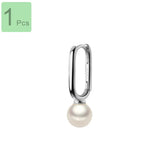 925 Silver Ellipse Synthesis Pearl Charm Earring