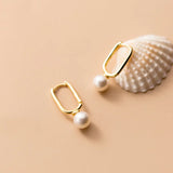 925 Silver Ellipse Synthesis Pearl Charm Earring