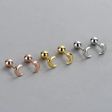 925 Silver Sweet Heart Moon Star Triangle Earring