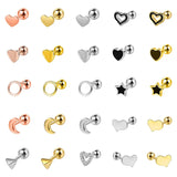 925 Silver Sweet Heart Moon Star Triangle Earring