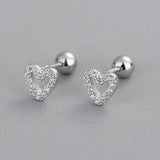 925 Silver Sweet Heart Moon Star Triangle Earring