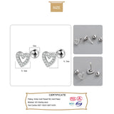 925 Silver Sweet Heart Moon Star Triangle Earring