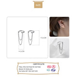 925 Sterling Silver Double Chain Clip On Earring Ear Cuff For Women