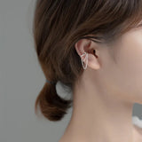 925 Sterling Silver Double Chain Clip On Earring Ear Cuff For Women