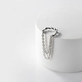925 Sterling Silver Double Chain Clip On Earring Ear Cuff For Women