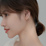 925 Sterling Silver Double Chain Clip On Earring Ear Cuff For Women