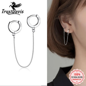 TrustDavis 925 Sterling Silver Double Hoop Earrings For Women