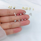925 Sterling Silver Cross Stud Earrings for Women