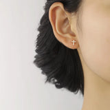925 Sterling Silver Cross Stud Earrings for Women