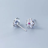 925 Sterling Silver Flower CZ Stud Earring For Lady XY1042