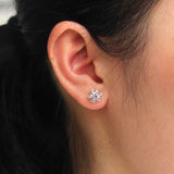 925 Sterling Silver Flower CZ Stud Earring For Lady XY1042