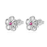925 Sterling Silver Flower CZ Stud Earring For Lady XY1042