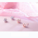 925 Sterling Silver Flower CZ Stud Earring For Lady XY1042