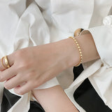 TrustDavis S925 Sterling Silver Bead Beads Charm Bracelet For Women Girls