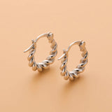 925 Silver CZ U Shape Hoop Earrings Wedding Party Jewelry