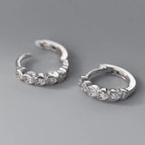 TrustDavis 925 Silver Sweet Heart CZ Hoop Earrings Wedding Party
