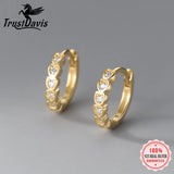 TrustDavis 925 Silver Sweet Heart CZ Hoop Earrings Wedding Party