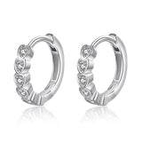 TrustDavis 925 Silver Sweet Heart CZ Hoop Earrings Wedding Party