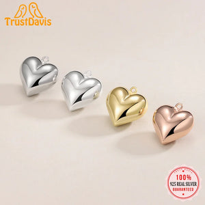 TrustDavis 925 Sterling Silver Heart Charm Pendant Necklace DIY Jewelry