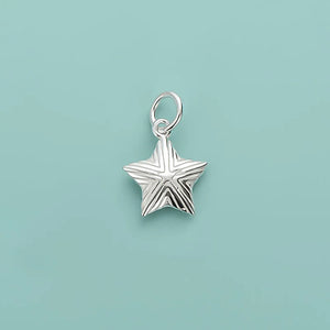 Real 925 Sterling Silver Star Charm Pendant for Necklace DIY