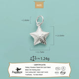 Real 925 Sterling Silver Star Charm Pendant for Necklace DIY