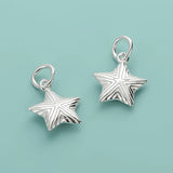Real 925 Sterling Silver Star Charm Pendant for Necklace DIY