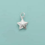 Real 925 Sterling Silver Star Charm Pendant for Necklace DIY