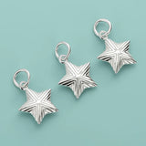 Real 925 Sterling Silver Star Charm Pendant for Necklace DIY
