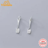 TrustDavis 3 Pcs/lot 925 Sterling Silver Tiny Fork Charm Pendant