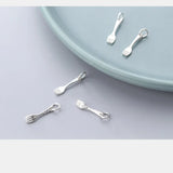 TrustDavis 3 Pcs/lot 925 Sterling Silver Tiny Fork Charm Pendant