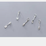 TrustDavis 3 Pcs/lot 925 Sterling Silver Tiny Fork Charm Pendant