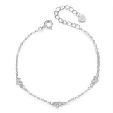 925 Silver Plated Heart Chain Bracelet For Women Charm Jewelry