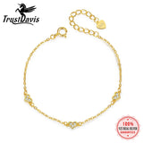 925 Silver Plated Heart Chain Bracelet For Women Charm Jewelry