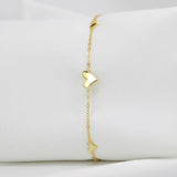 TrustDavis 925 Sterling Silver 14K Plated Heart Chain Bracelet Wedding Gift