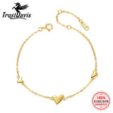 TrustDavis 925 Sterling Silver 14K Plated Heart Chain Bracelet Wedding Gift