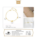 TrustDavis 925 Sterling Silver 14K Plated Heart Chain Bracelet Wedding Gift