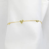 TrustDavis 925 Sterling Silver 14K Plated Heart Chain Bracelet Wedding Gift