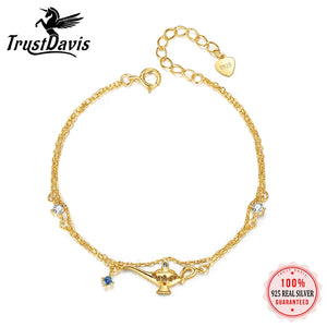 925 Silver Bracelet Double Layer Chain Magic Lamp for Women