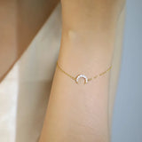 TrustDavis Silver Moon Star CZ Bracelet For Women