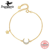 TrustDavis Silver Moon Star CZ Bracelet For Women