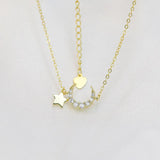 TrustDavis Silver Moon Star CZ Bracelet For Women