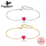 925 Sterling Silver Romantic Heart Zircon Bracelet for Women