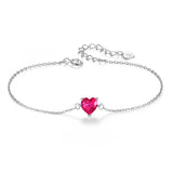 925 Sterling Silver Romantic Heart Zircon Bracelet for Women