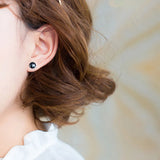 TrustDavis 925 Sterling Silver Round Stud Earrings For Women Girls